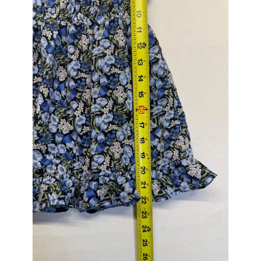 Janie and Jack Blue Floral Ruffle Dress Girls 4 Prairie Cottagecore Boho